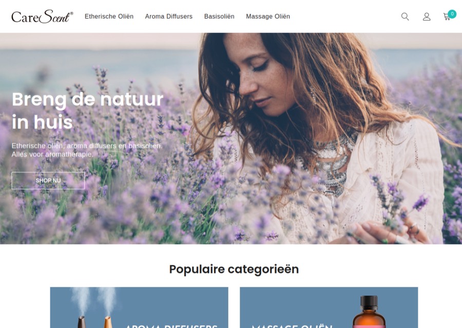 Website die Merknu maakte voor CareScent