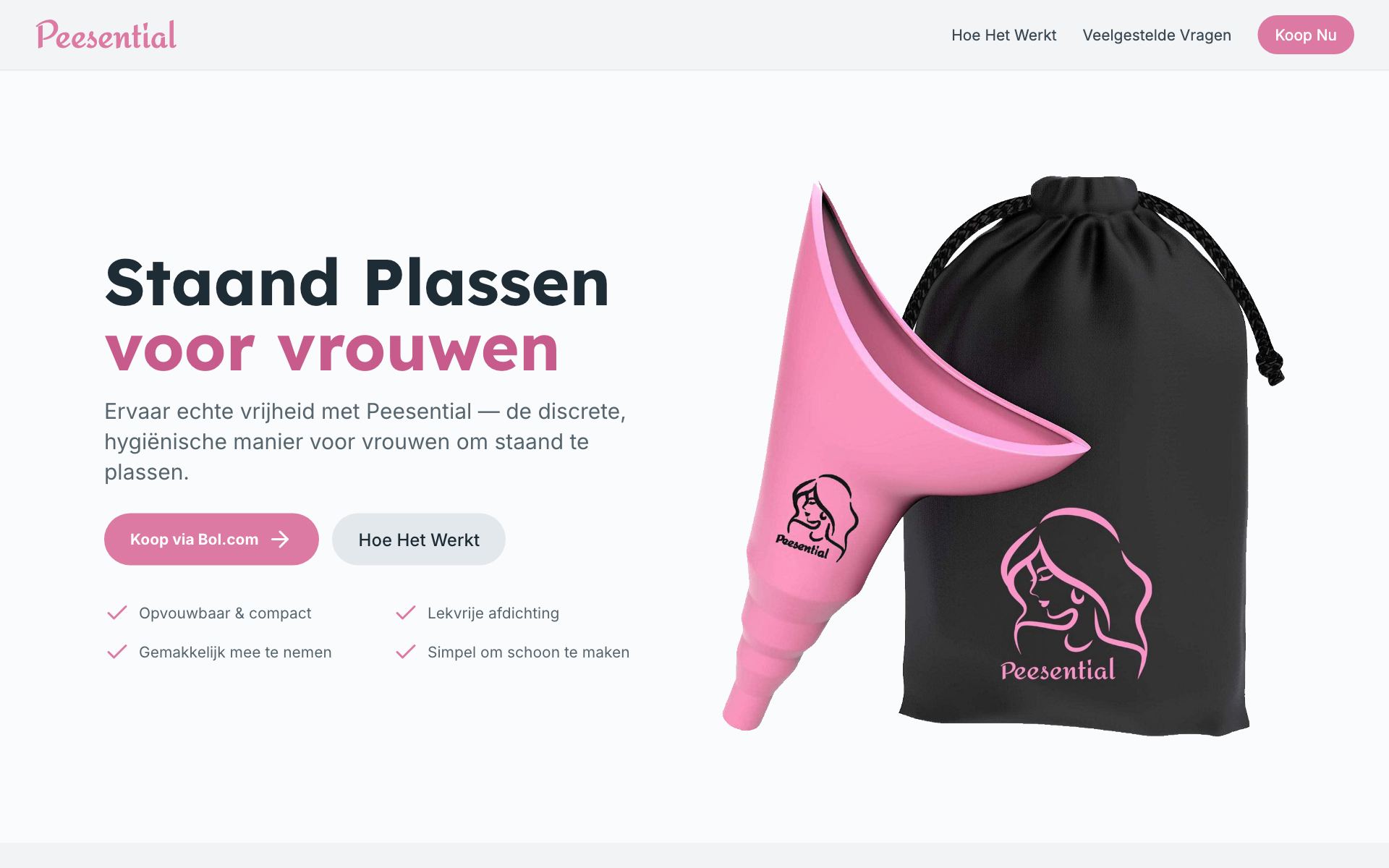Website die Merknu maakte voor Peesential