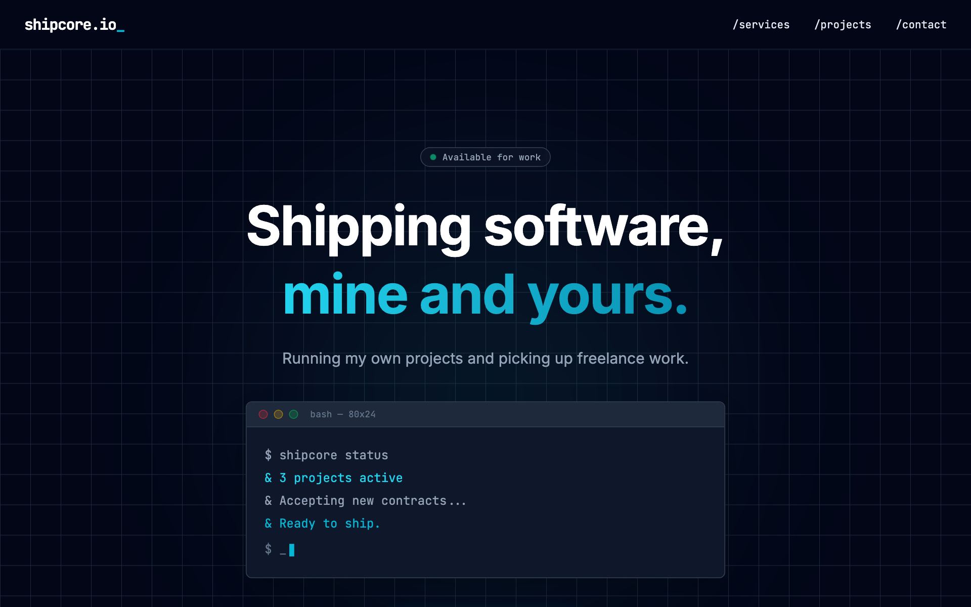Website die Merknu maakte voor ShipCore