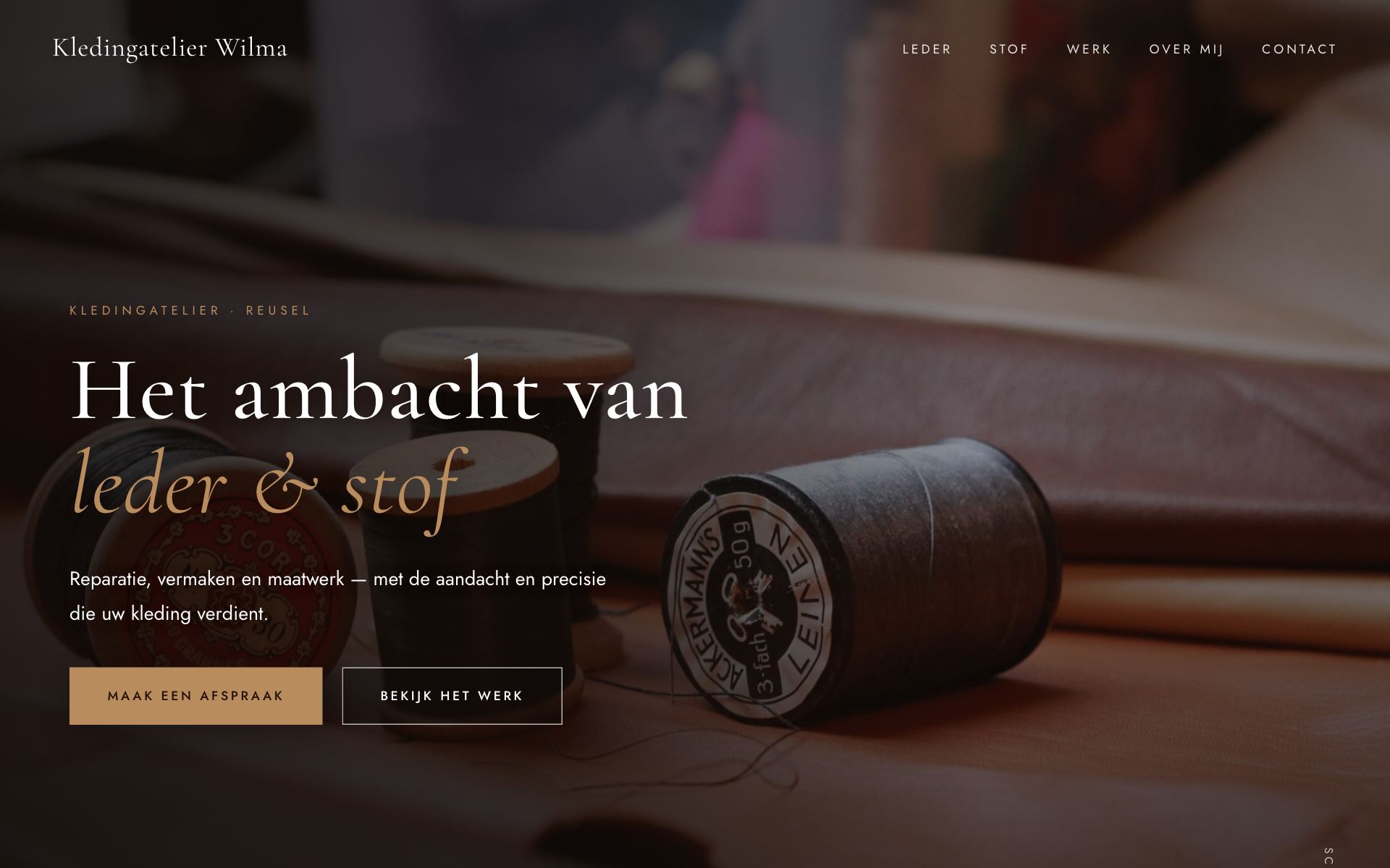 Website die Merknu maakte voor Kledingatelier Wilma